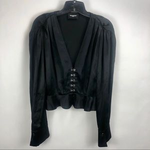 THE KOOPLES PARIS SNAP V NECK BLOUSE SZ. 2